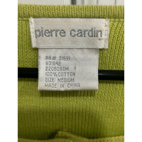 Pierre Cardin Lime Green Button-Up Cardigan Sweater Size Medium Lightweight - Picture 5 of 9